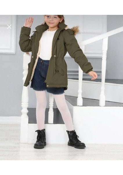 Kız Çocuk Su Geçirmez Çıkarılabilir Kapüşonlu Pelüş Kürk Astarlı Uzun Mont Kaban fırsatları