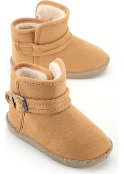 Kız Çocuk Kışlık Boğazdan Peluşlu Tek Kemer Cırt Cırtlı Ayarlanabilir Pvc Rahat Taban Ev Bahçe Okul Kreş Kısa Bot