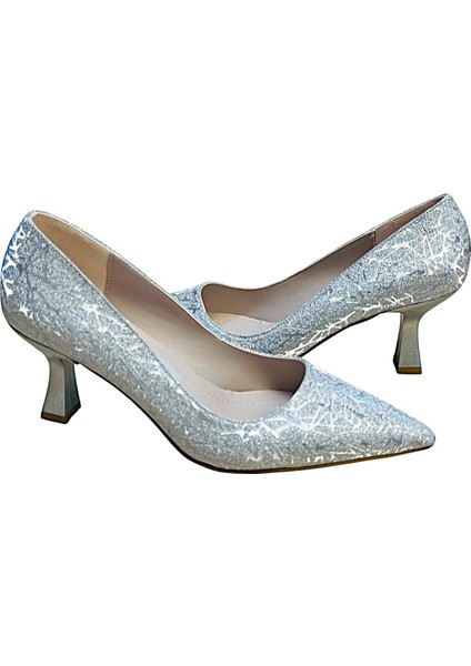 Yeni Yapı 5 cm Kadeh Topuklu Sim Yapılı Bayan Stiletto Abiye Ayakkabı