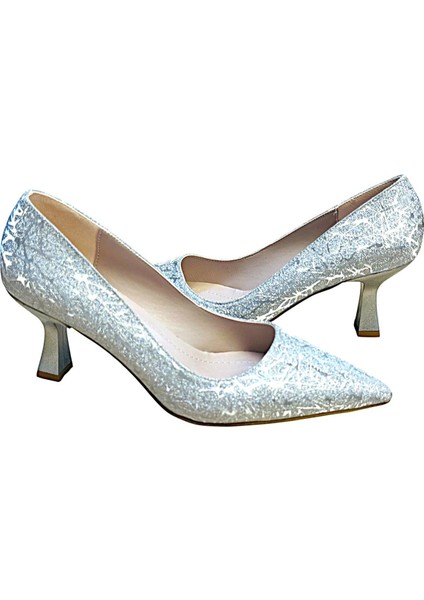 Yeni Yapı 5 cm Kadeh Topuklu Sim Yapılı Bayan Stiletto Abiye Ayakkabı fırsatları