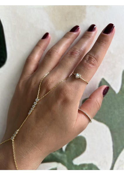 Opal Taşlı Gümüş Kalp Yüzük