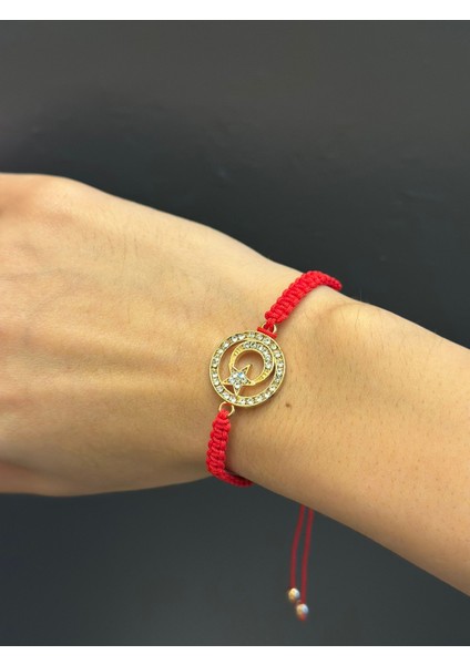 Zirkon Taşlı Ay Yıldız Kırmızı Ip Bileklik fiyatları