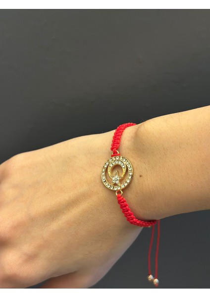 Zirkon Taşlı Ay Yıldız Kırmızı Ip Bileklik modelleri