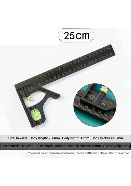 250MM Çok Fonksiyonlu Kombine Kare Cetvel Hareketli 45 Derecelik Sağ Açılı Koltuk Değneği Ölçüm Aracı (Yurt Dışından) indirimleri