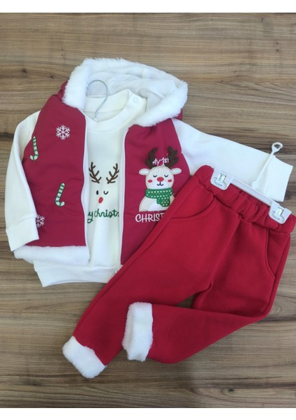 Laura Baby Yılbaşı / Yeniyıl Kapüşonlu 3'lü Erkek Bebek Takımı