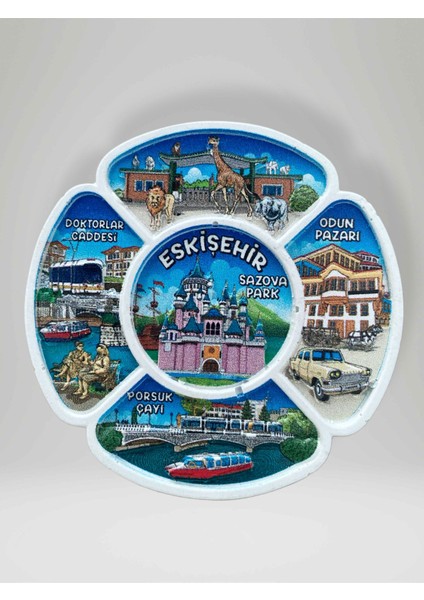 Eskişehir Temalı Kabartma Polyester Magnet Buzdolabı Süsü (KOD:965) 7 cm Çap
