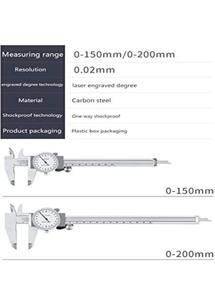 0-150MM Metrik Gösterge Ölçüm Aracı Kadran Veri Caliper Şok Geçirmez Vernier Kaliper 0.02MM (TGBK150-0-150MM) (Yurt Dışından) fırsatları
