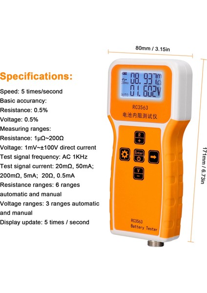 RC3563 Pil Voltajı Dahili Direnç Test Cihazı Trityum Lityum Demir Fosfat 18650 Pil Test Cihazı, Test Merkezi Prob (Yurt Dışından) modelleri