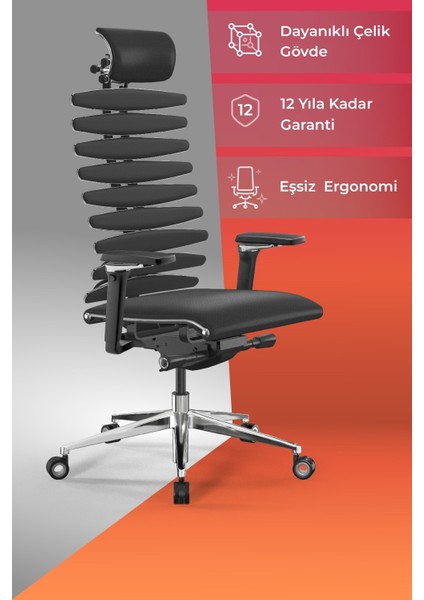 Equalizer Ergonomik Deri Yönetici Koltuğu / Ofis Sandalyesi - 55.F.28.13A