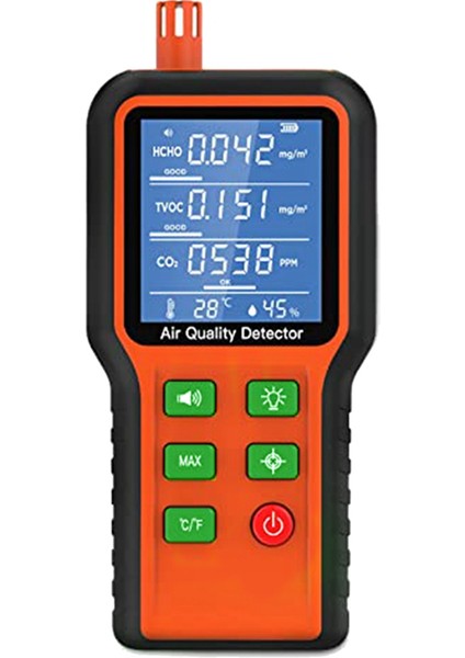 Hava Kalitesi Monitörü Iç Mekan 5 Arada Hava Kalitesi Test Cihazı, House Co2 Için Hava Kalitesi Ölçer Test Kiti, Tvoc, Hcho, Nem (Yurt Dışından)