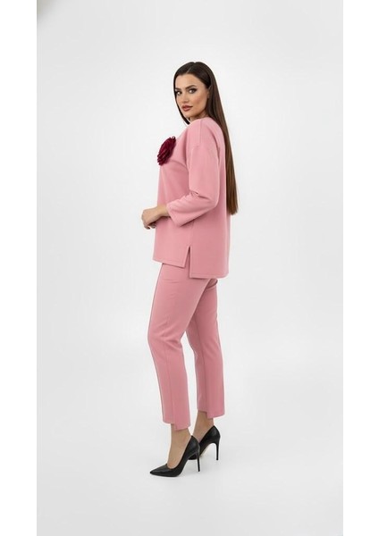 Kadın Büyük Beden Truvakar Kol Çiçek Detaylı Iki Iplik Eşofman Takımı 8224-26 fiyatları