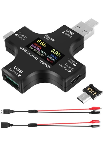 USB C Test Cihazı, 2&#39;den 1 Tip C USB Test Cihazı Renk Ekran IPS Dijital Multimetre, Voltaj, Akım, Güç, Direnç, Sıcaklık, Klip Kablosu Desteği Pd2.0/pd3.0, Qc2.0 (Yurt Dışından) fiyatları