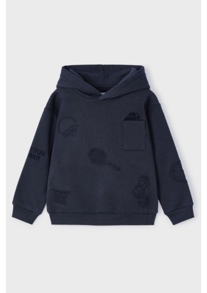 Erkek Çocuk 3-9 Yaş Kapüşonlu Sweatshirt 4450 Lacivert
