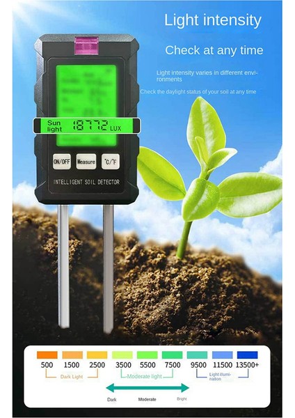 6 Arada 1 Toprak Ph Metre Test Cihazı Toprak Test Cihazı Ph Nem Sayacı Sıcaklık Güneş Işığı Yoğunluk Ölçümü Toprak Asıdik Testi (Yurt Dışından)