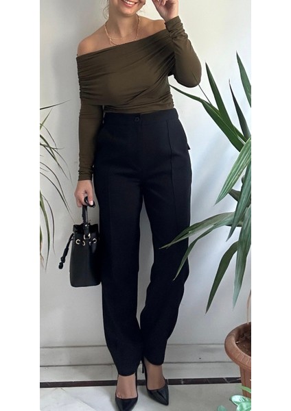Kadın Siyah Paça Detaylı Pantolon fırsatları