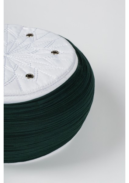 Talebe Sarığı - Yeşil Kumaş - Beyaz Takke - Yuvarlak Sarım - Kuş Gözü - 5 Metre fiyatları