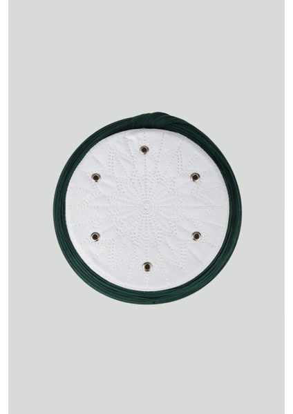 Talebe Sarığı - Yeşil Kumaş - Beyaz Takke - Yuvarlak Sarım - Kuş Gözü - 5 Metre fırsatları