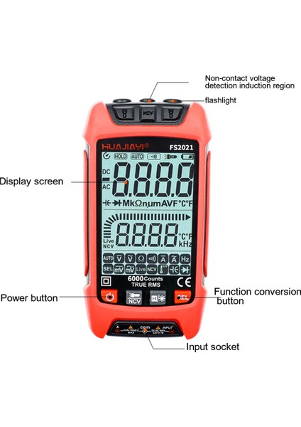 Huajiayi Otomatik Aralık Dijital Multimetre 9999 Trms Ac Dc Voltmetre Ncv Direnç Kapasitans Temp Transistör Test Cihazı (Yurt Dışından) fırsatları