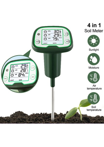 Dijital Toprak Test Cihazı Güneş Işığı Hava Nem Sıcak Metre Sensörü Ekran LCD Arka Işık Çiçekler Için Higometre (Yurt Dışından)