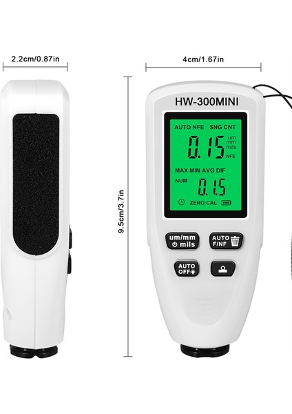 HW300MINI Dijital Kalınlık Gösterge Test Cihazı Otomatik Araç Boya Ölçüm Enstrümanı Boya Katmanı Ölçüm Cihazı Aracı Beyaz (Yurt Dışından) fiyatları