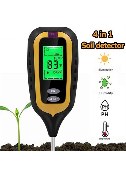 4 Arada 1 LCD Dijital Toprak Nem Ölçer Ph Metre Sıcaklık Sıcaklık Güneş Işığı Nem Test Cihazı Bahçe Çiftliği Bitki Bakım Aracı (Yurt Dışından) modelleri