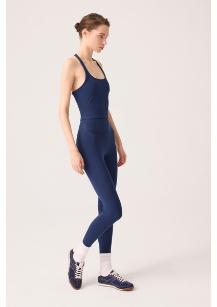 x Ece Lacivert Yüksek Bel Spor Tayt Mono Leggings