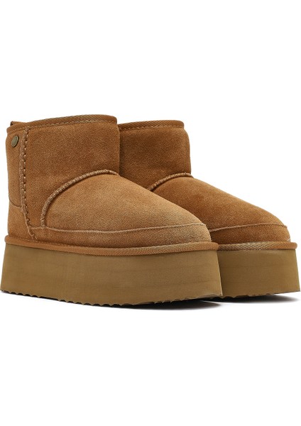 Kadın Camel Kalın Tabanlı Süet Deri Teddy Bot 25WFD492810 fırsatları
