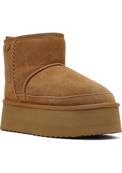 Kadın Camel Kalın Tabanlı Süet Deri Teddy Bot 25WFD492810