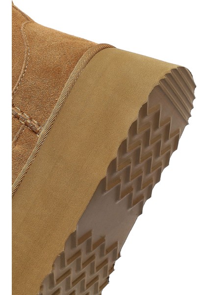 Kadın Camel Kalın Tabanlı Süet Deri Teddy Bot 25WFD492810