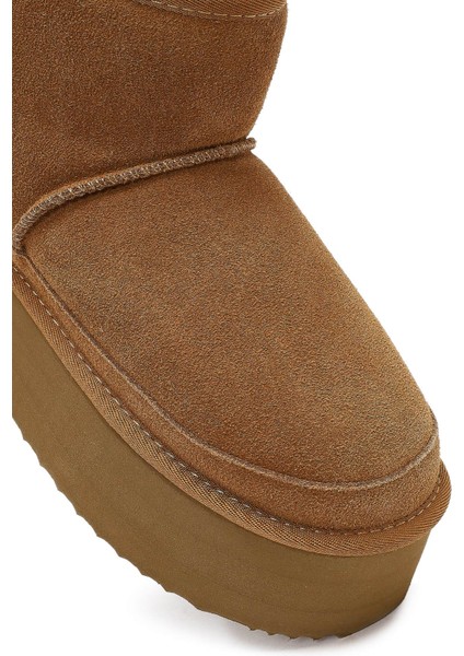 Kadın Camel Kalın Tabanlı Süet Deri Teddy Bot 25WFD492810