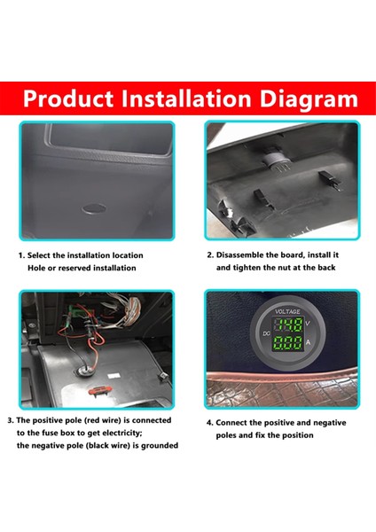 12-24V Enstrüman Su Geçirmez Voltaj Va Üçlü LED LED Panel Dijital Voltmetre Ammetre Test Cihazı Monitörü Voltmetre B (Yurt Dışından) fiyatları