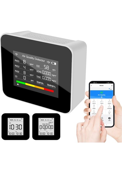 Hava Kalitesi Monitörü Iç Mekan, Co, Co2, Aqı, Tvoc, Hcho, Pm2.5, PM10 Için Ev Mutfak ve Ev (Yurt Dışından)