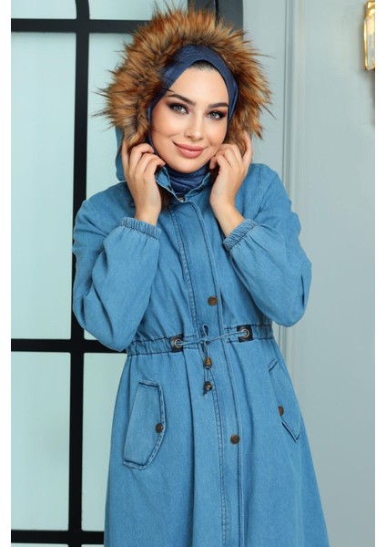 Kapşonlu Kot Mont Açık Kot 19173 fiyatları