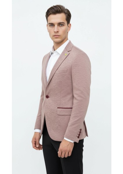 Bordo Erkek İtalyan Kesim Blazer Ceket – Kol Yamali, Slim Fit, Şık ve Modern Tasarım modelleri