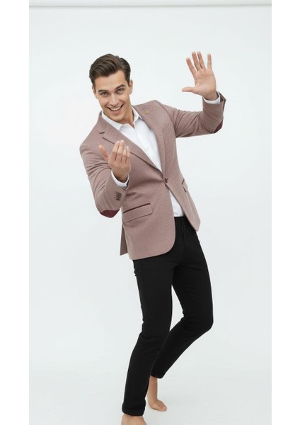 Bordo Erkek İtalyan Kesim Blazer Ceket – Kol Yamali, Slim Fit, Şık ve Modern Tasarım fırsatları