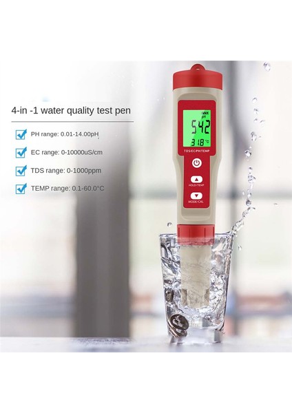 Hidroponik, Besinler Için, Kapalı Bahçe, Demleme, Havuz Için Hidroponik Için Ph/tds/ec/temp Fonksiyonlu 4&#39;ü 1 Arada Dijital Ph Metre (Yurt Dışından)