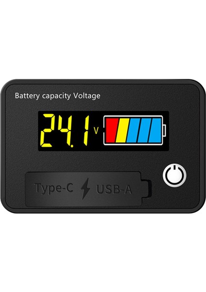 Dc 8-30V LCD Dijital Pil Voltmetre Kapasite Göstergesi Lityum Asit Pil Voltaj Test Cihazı Ölçer Aracı Typec Çıkışı, C (Yurt Dışından)