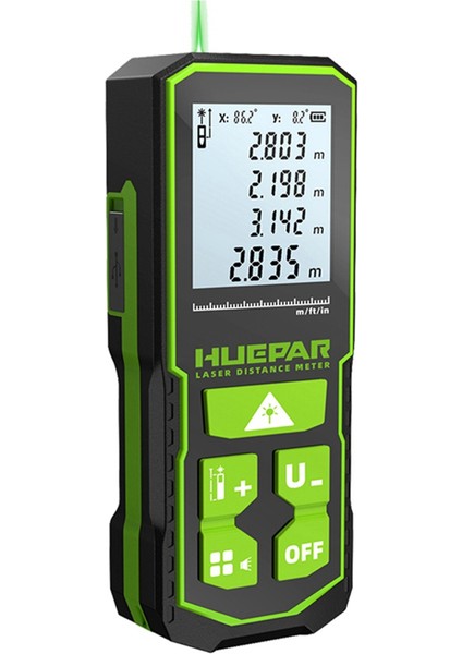 Huepar Dijital Yeşil Lazer Mesafe Metre 60M LCD Açı Sensörü Ölçüm Aletleri ile Lazer Bant Ölçüt (Yurt Dışından)