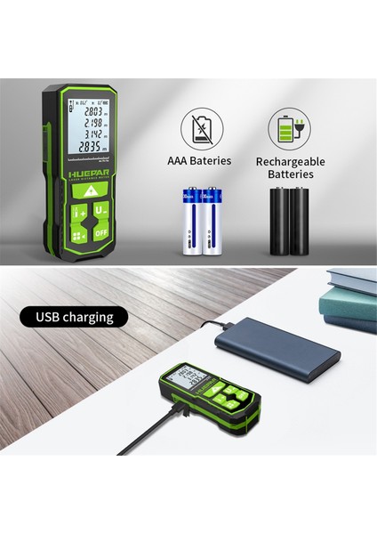 Huepar Dijital Yeşil Lazer Mesafe Metre 60M LCD Açı Sensörü Ölçüm Aletleri ile Lazer Bant Ölçüt (Yurt Dışından) indirimleri