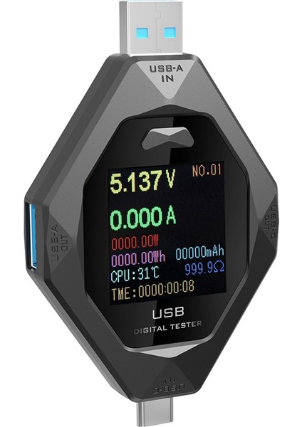 Tip-C Test Cihazı Dijital Akıllı Voltmetre Pil Kapasitesi Algılama Akım Voltaj Test Cihazı Hızlı Şarj Gücü Dedektörü (Yurt Dışından)