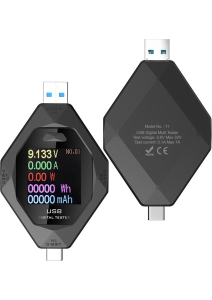 Tip-C Test Cihazı Dijital Akıllı Voltmetre Pil Kapasitesi Algılama Akım Voltaj Test Cihazı Hızlı Şarj Gücü Dedektörü (Yurt Dışından) indirimleri