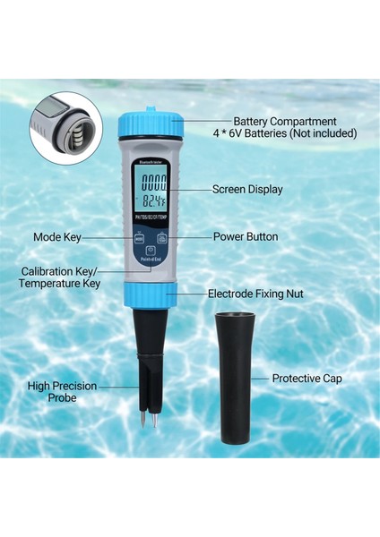 5 In1 Ph Metre Bt Yüksek Doğruluk Ölçümü Ph/tds/ec/cf/temp Su Test Kiti Su Hidroponik Laboratuvarı (Yurt Dışından)