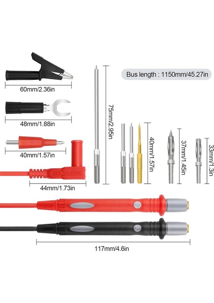 22PCS Multimetre Test Kurşun Kiti, Arka Prob Test Kurşunları, Multimetre Probları, Timsah Klipsli Test Kuafları, Problar (Yurt Dışından) fiyatları