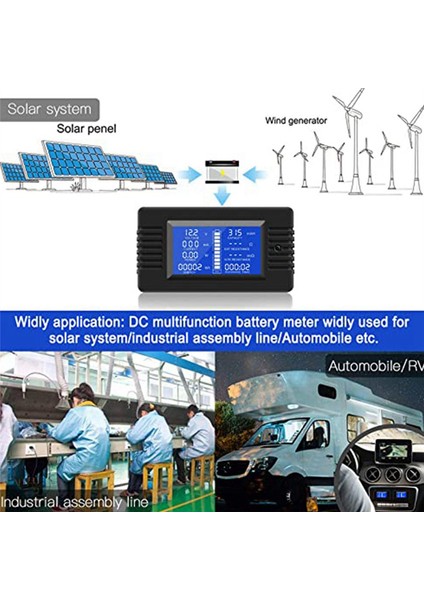 Dc Pil Monitör Güç Ölçer Ammetre Dijital Dc 0-200V Şun 100A Multimetre, Metre Voltmetre Kapasite Test Cihazı (Yurt Dışından) fırsatları