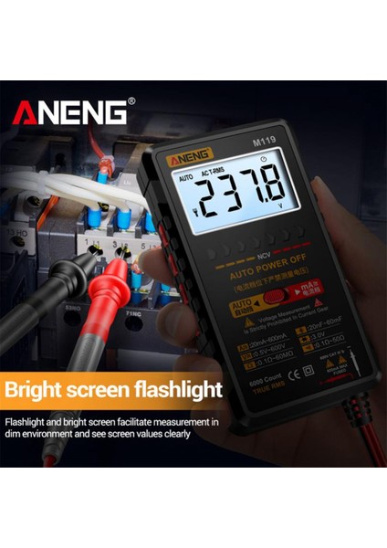 Aneng M119 Taşınabilir Dijital Multimetre 6000 Sayım Multimetro Avometre Transistör Kondansatör Test Cihazı (Yurt Dışından) fiyatları