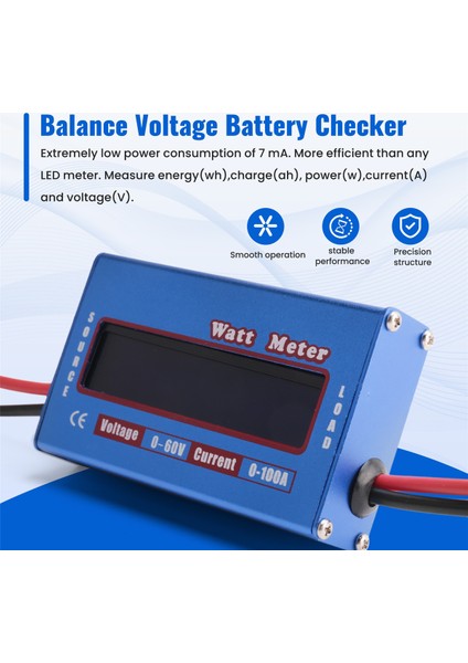 Dijital Wattmetre Watt Metre Güç Ölçer Dc 60V 100A Denge Voltajı Pil Denkleyicisi (Yurt Dışından) fırsatları