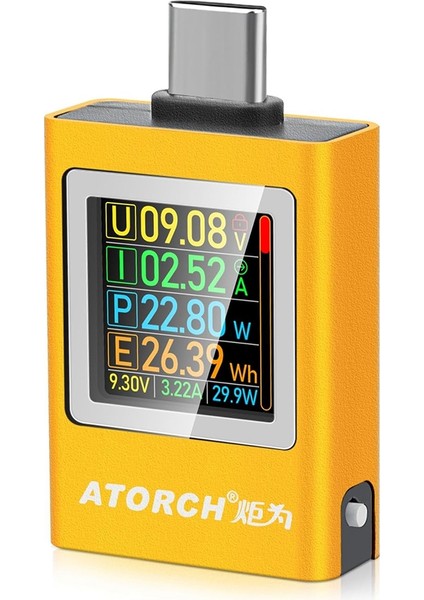 Atorch USB C Test Cihazı Güç Ölçer, Type-C Test Cihazı Dijital Multimetre 4-50V 0-12A Voltaj Akım Test Merkezi Voltaj Dedektörü B (Yurt Dışından)