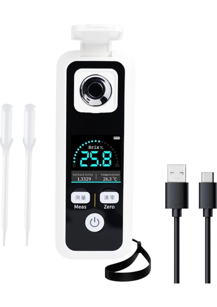 Dijital Şeker Refraktometresi, Atc Ile% 0-55 Metre, Meyve Suyu Için Hassas Şarj Edilebilir Şeker Içerik Ölçer, Şarap (Yurt Dışından)