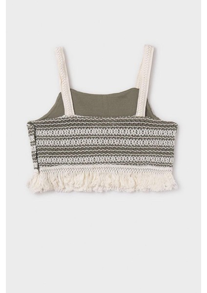 Kız Çocuk 8-18 Yaş Ip Askılı Triko Crop 6040 Yeşil modelleri