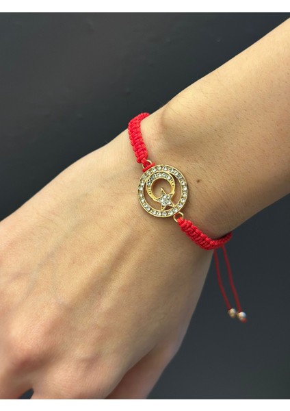 Zirkon Taşlı Ay Yıldız Kırmızı Ip Bileklik fırsatları